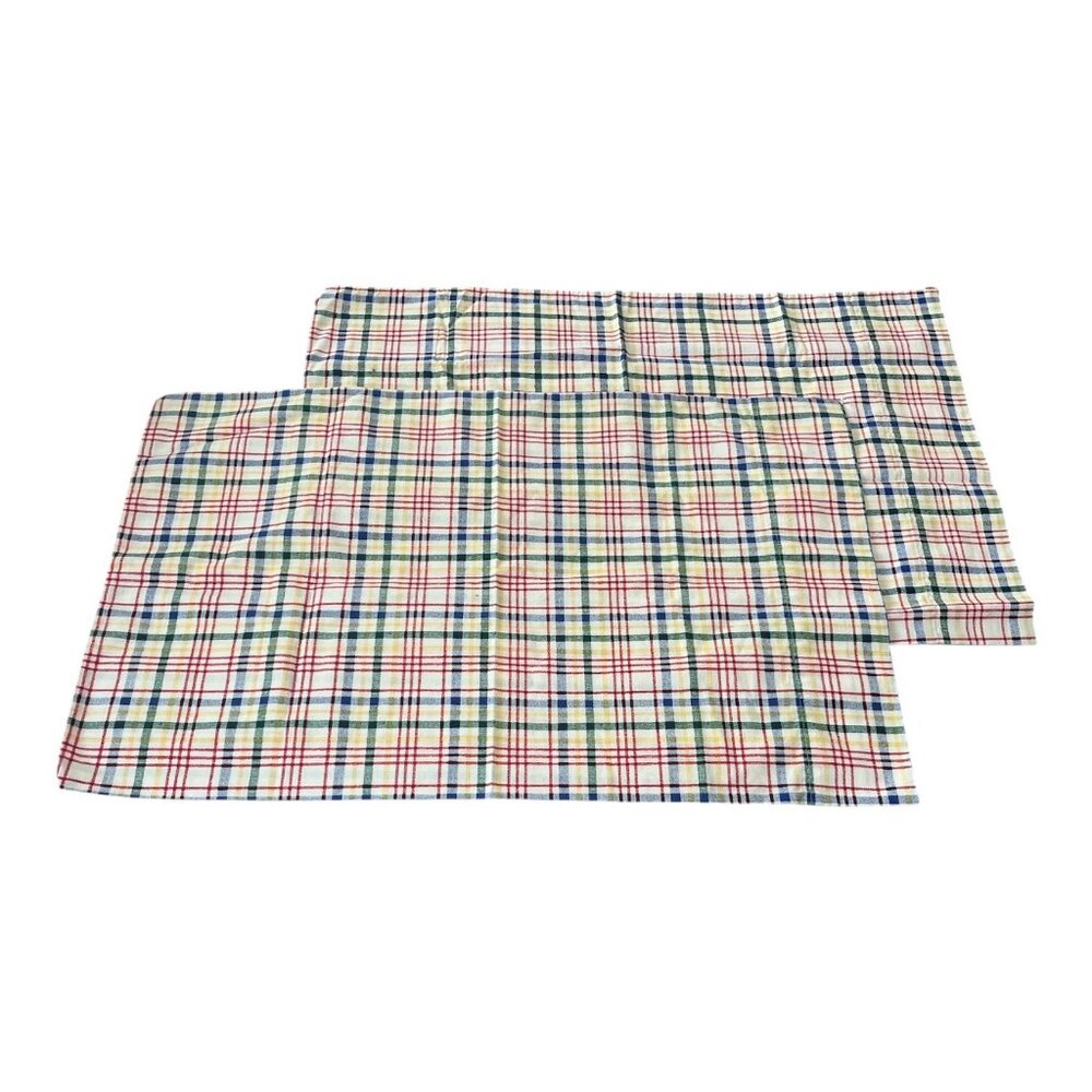 Vintage WestPoint Stevens Plaid Standard Pillowcase Set Made in USA
